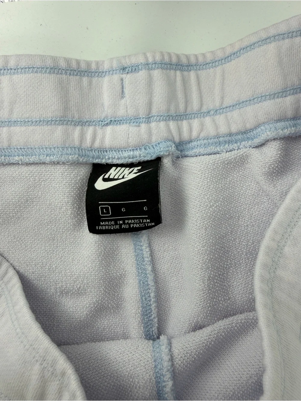 Nike Script Logo Sweatpants Pastel Light Blue Raw Hem Cropped Joggers Size L